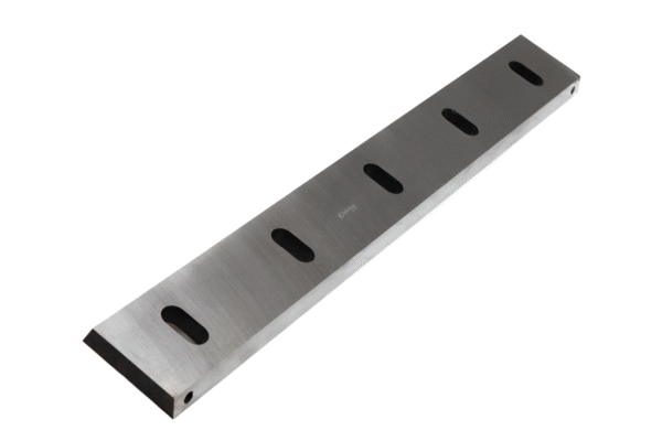 Slotted stator knife — 5 oval slots, angled view